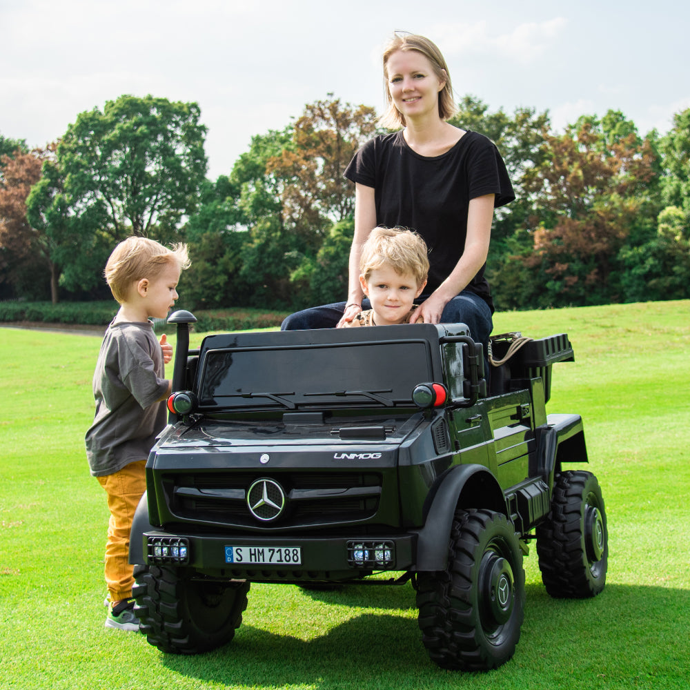 Licensed Mercedes-Benz Unimog, w/Remote Control, Electric Flip Bucket, Disc Brakes, Adult Seats (24V)