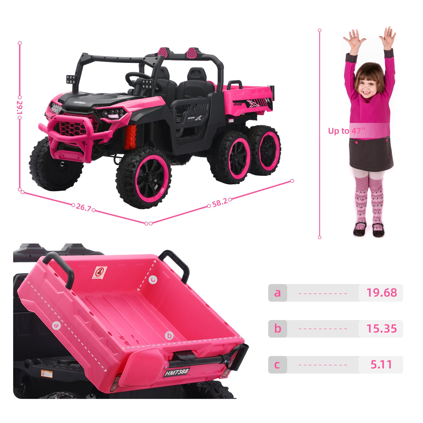 24V 4WD Ride On Truck for Kids, 2-Seater w/ Remote Control, 3 Speeds, EVA Tires & Spring Suspension, for Boys & Girls Ages 3โ8
