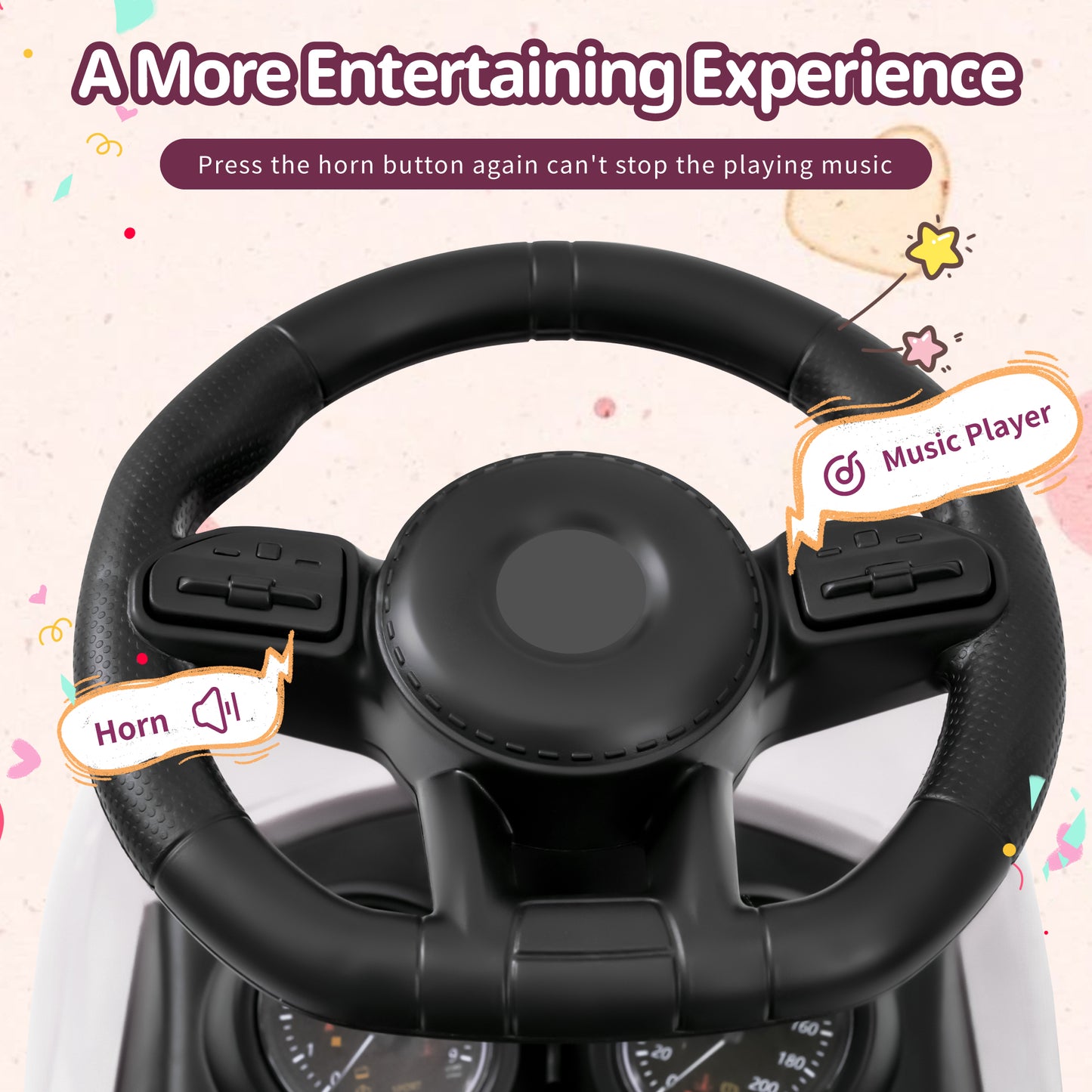 Kids Push Car for Toddlers, Licensed Mazda Toddler Car, Ride on Toy with Horn, Music, Lights, Under Seat Storage