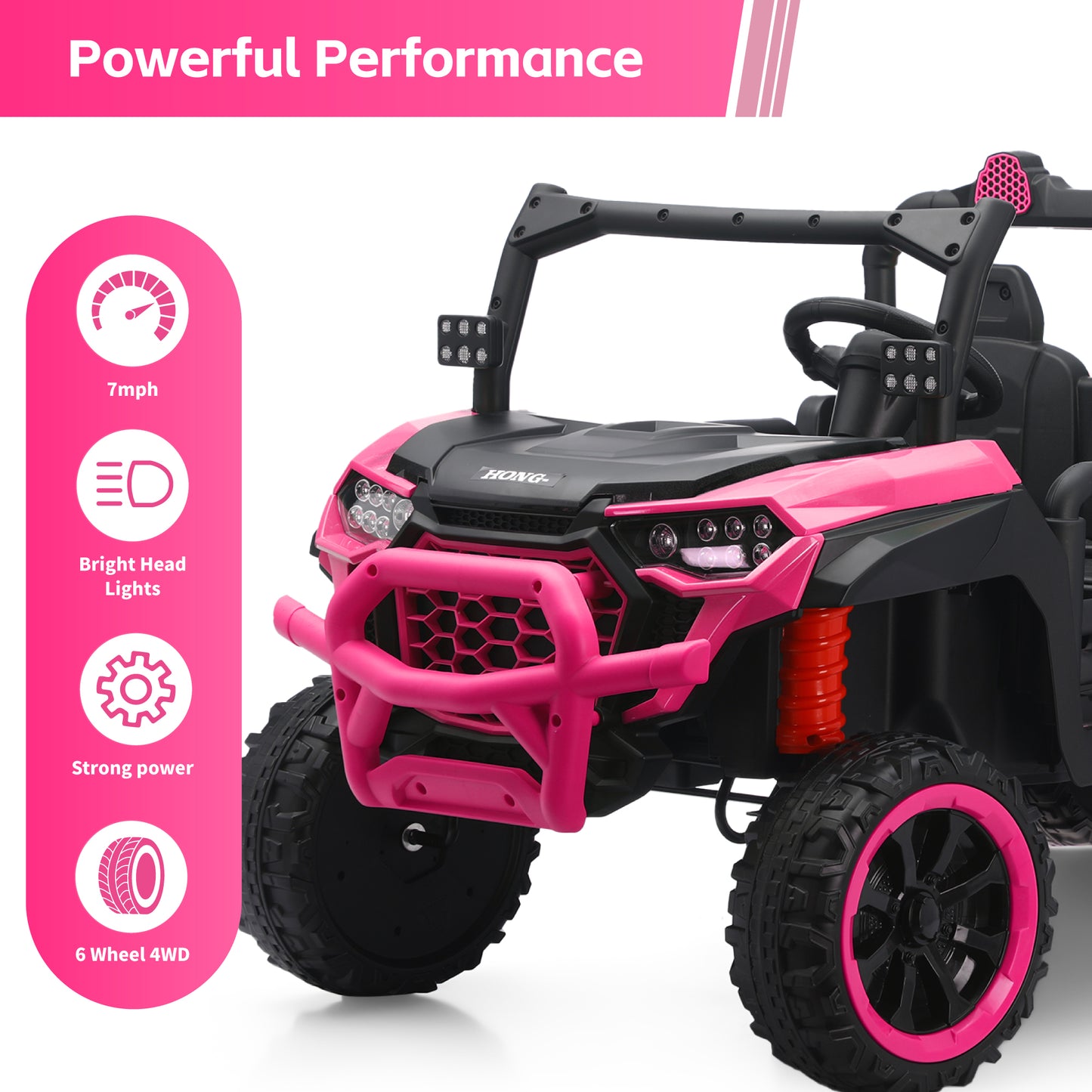 24V 4WD Ride On Truck for Kids, 2-Seater w/ Remote Control, 3 Speeds, EVA Tires & Spring Suspension, for Boys & Girls Ages 3โ8