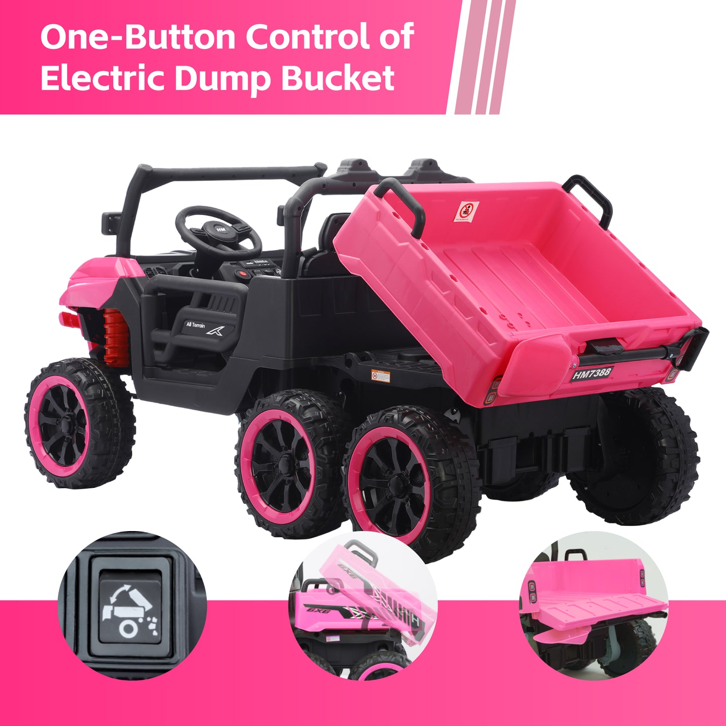 24V 4WD Ride On Truck for Kids, 2-Seater w/ Remote Control, 3 Speeds, EVA Tires & Spring Suspension, for Boys & Girls Ages 3โ8