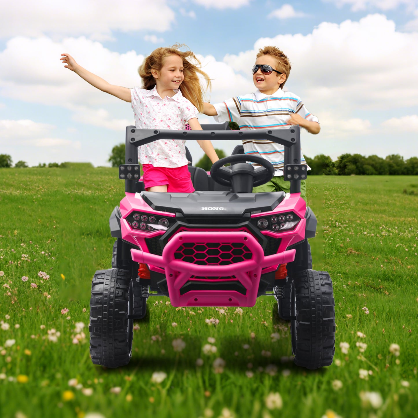 24V 4WD Ride On Truck for Kids, 2-Seater w/ Remote Control, 3 Speeds, EVA Tires & Spring Suspension, for Boys & Girls Ages 3โ8