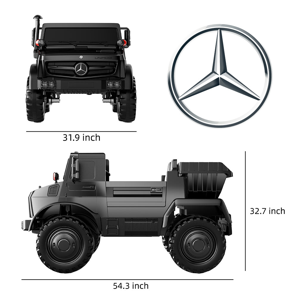Licensed Mercedes-Benz Unimog, w/Remote Control, Electric Flip Bucket, Disc Brakes, Adult Seats (24V)