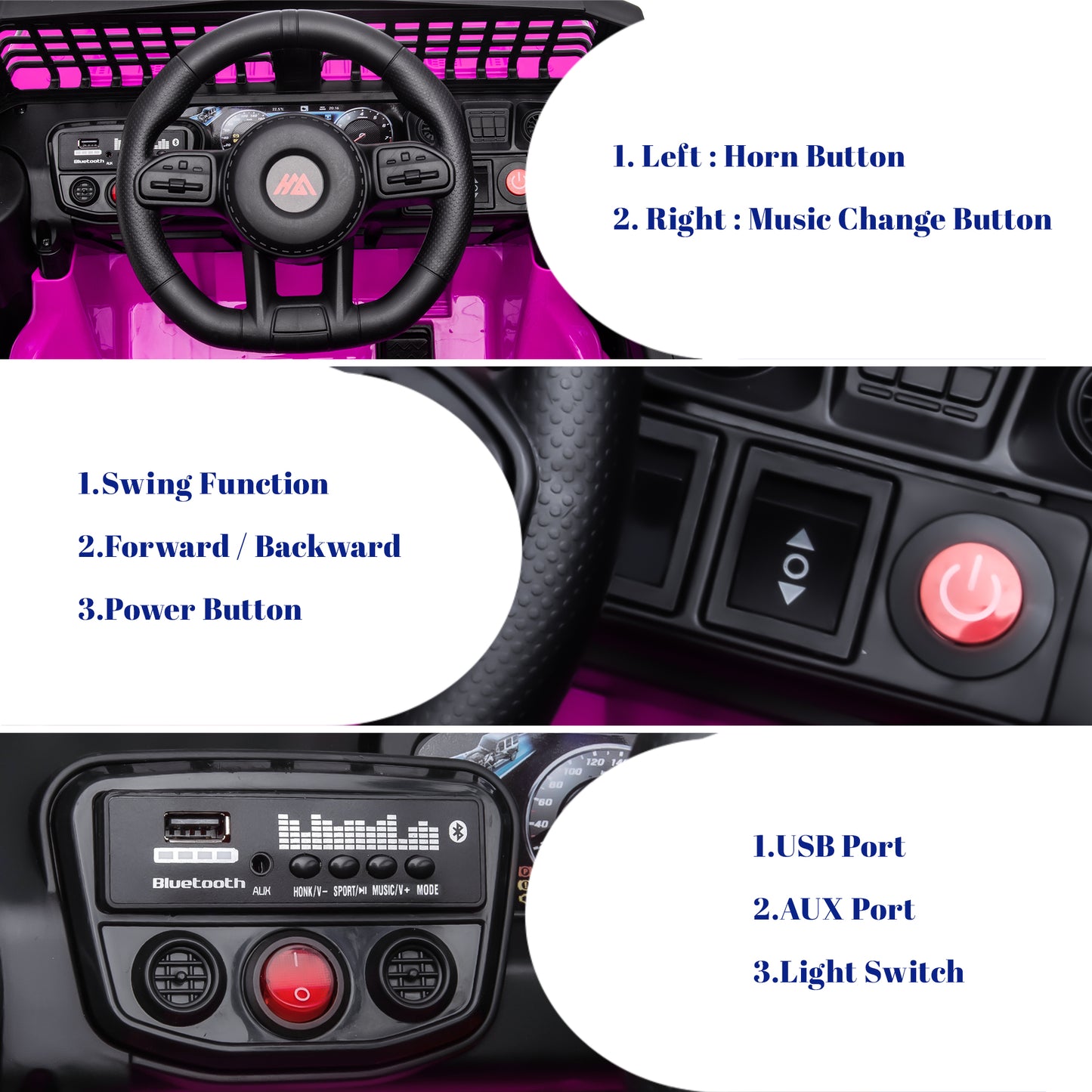 HEIMILI Kids Electric Ride On Truck 12V Power Battery Car w/ Remote Control MP3 Bluetooth Music