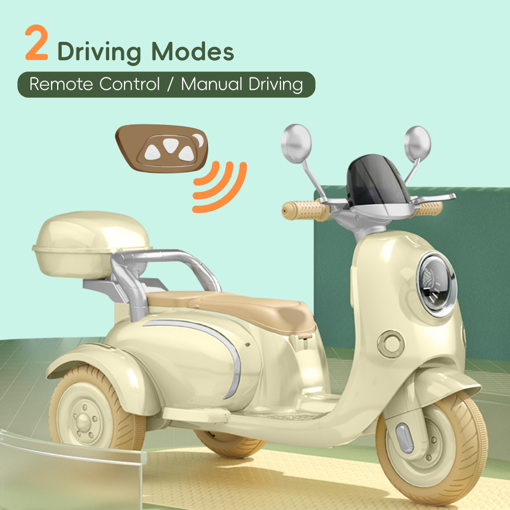 Ride On Motorcycle 3-Wheel Battery Powered Electric Motorbike w/ Remote Control