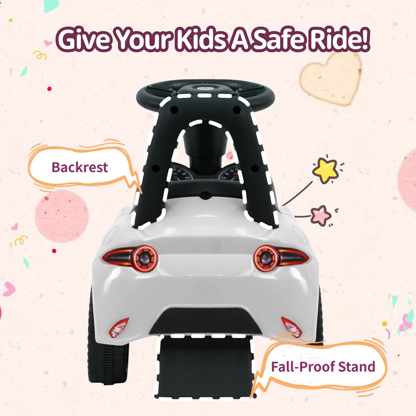 Kids Push Car for Toddlers, Licensed Mazda Toddler Car, Ride on Toy with Horn, Music, Lights, Under Seat Storage