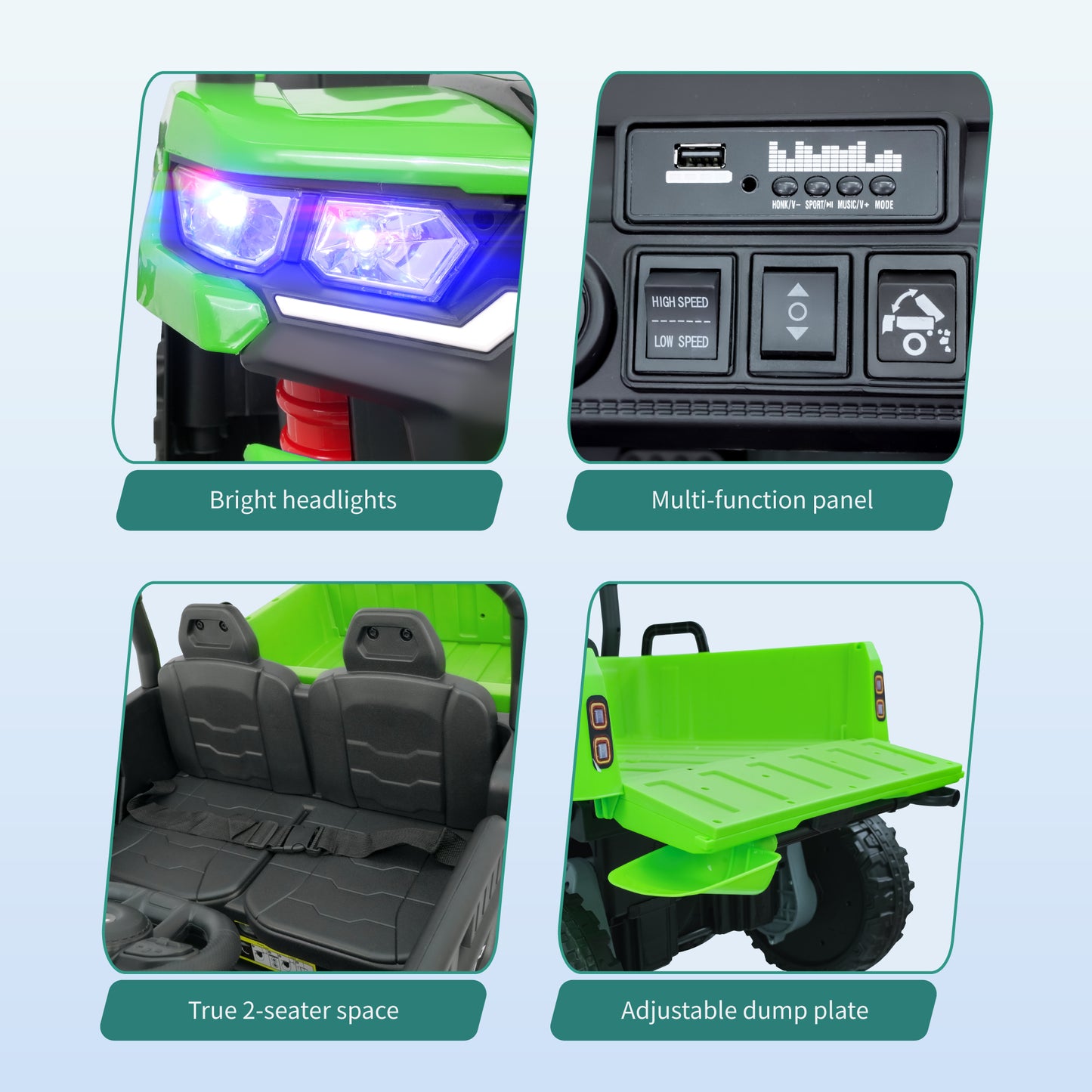 Kids 2 Seater Ride on Car 24V Electric Dump Truck 4WD Off-road UTV /Remote
